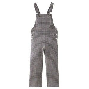 Zara Little Girls Houndstooth Pattern Overalls in Gray/Brown Size 9